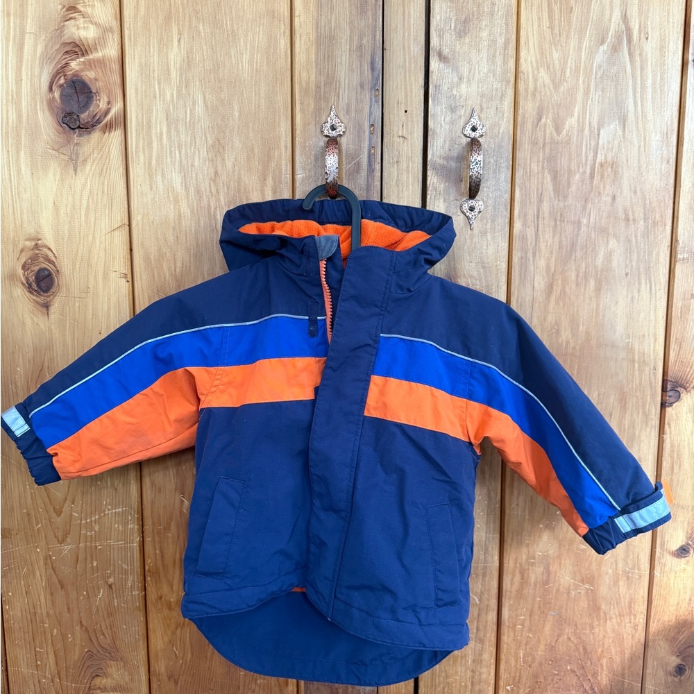 Hanna Andersson Navy and Orange Kids Puffer Jacket 18-24 months